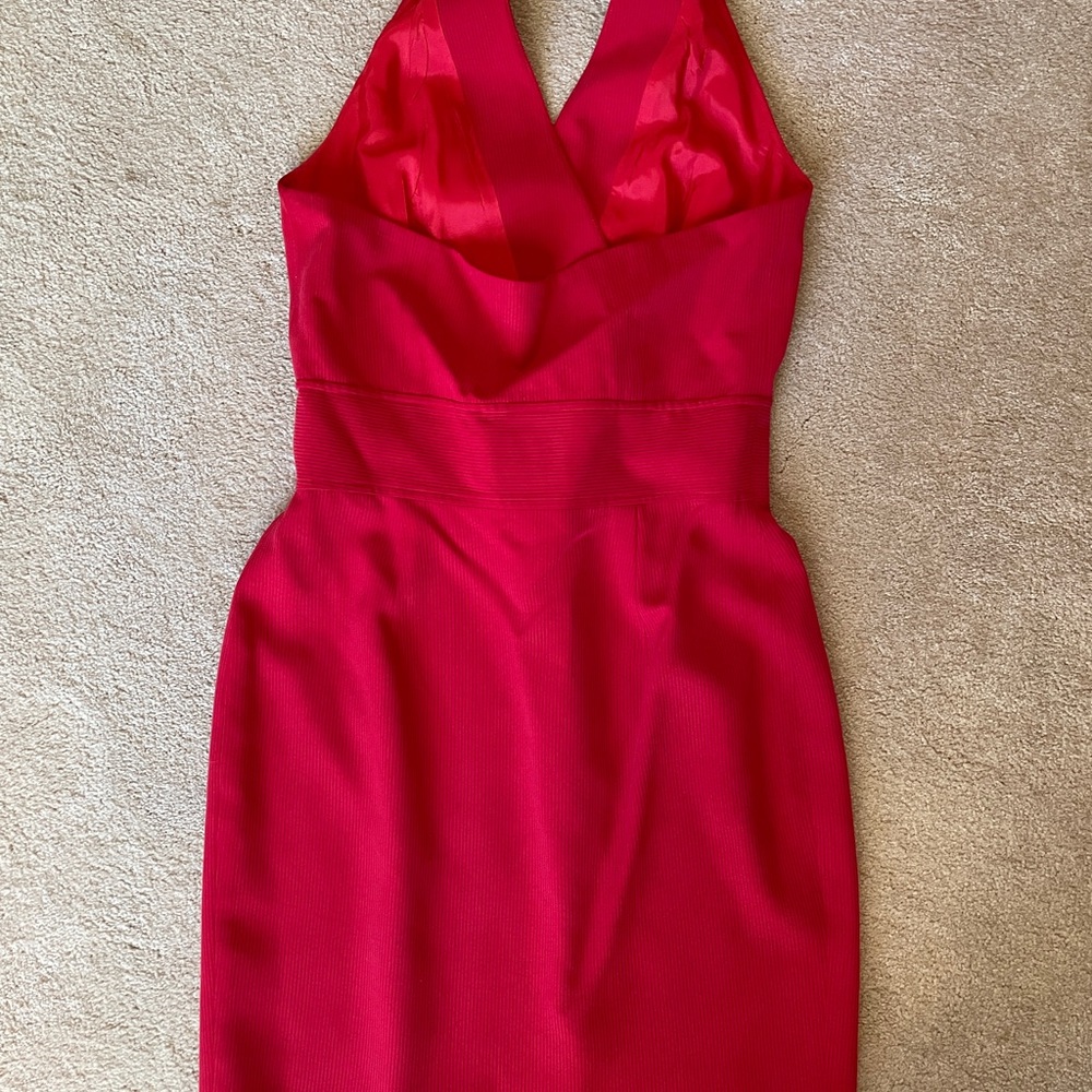 Red Halter Wrap Dress - Picture 2 of 3